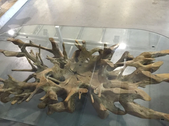 Esstisch Wurzelholz, Tisch Unikat Massivholz und Glas