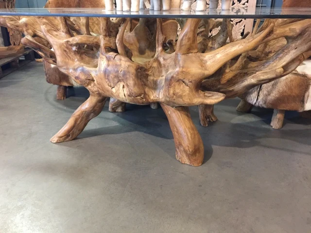 Esstisch Wurzelholz, Tisch Unikat Massivholz und Glas