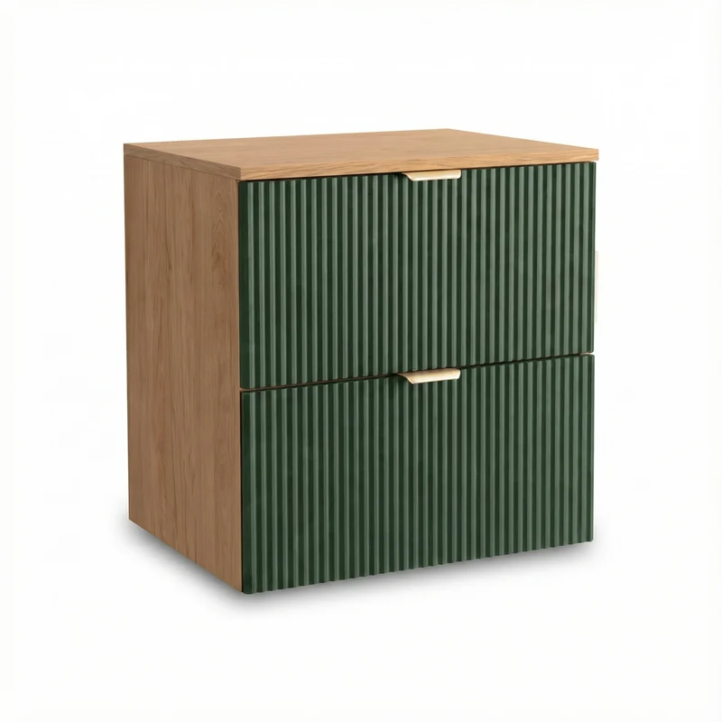 Waschtischunterschrank mit 2 Schubladen 60 cm Willy - Salbei/Walnuss