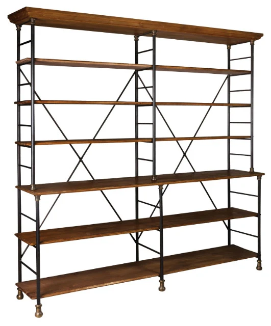 Regal mit sechs Böden aus Massivholz und Metall, Breite 230 cm
