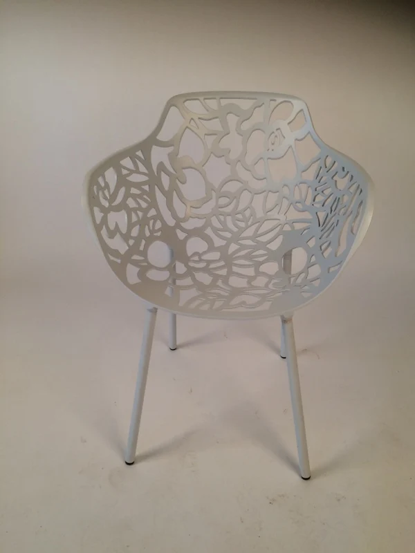 Gartenstuhl weiß, Designstuhl aus Aluminium, Outdoor-Stuhl weiß