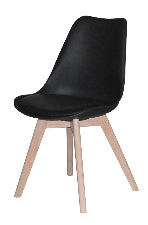 Stuhl schwarz gepolstert, Stuhl Kunststoff-Holz