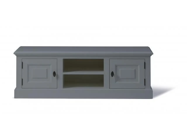 Lowboard grau, TV Schrank Massivholz, Fernseheschrank grau im Landhausstil, Breite 150 cm
