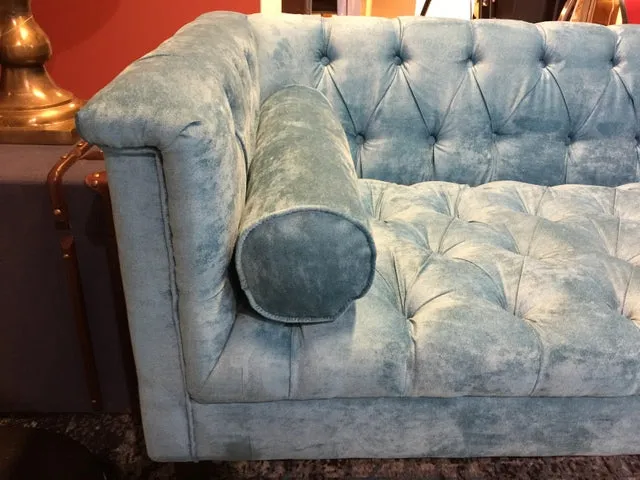 Sofa Chesterfield, Sofa Chesterfield Velour türkis, Breite 210 cm
