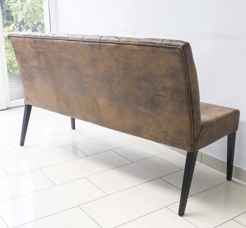 Bank braun Chesterfield-Polsterung, Sitzbank braun, Bezug Leder-Look, Breite 162 cm