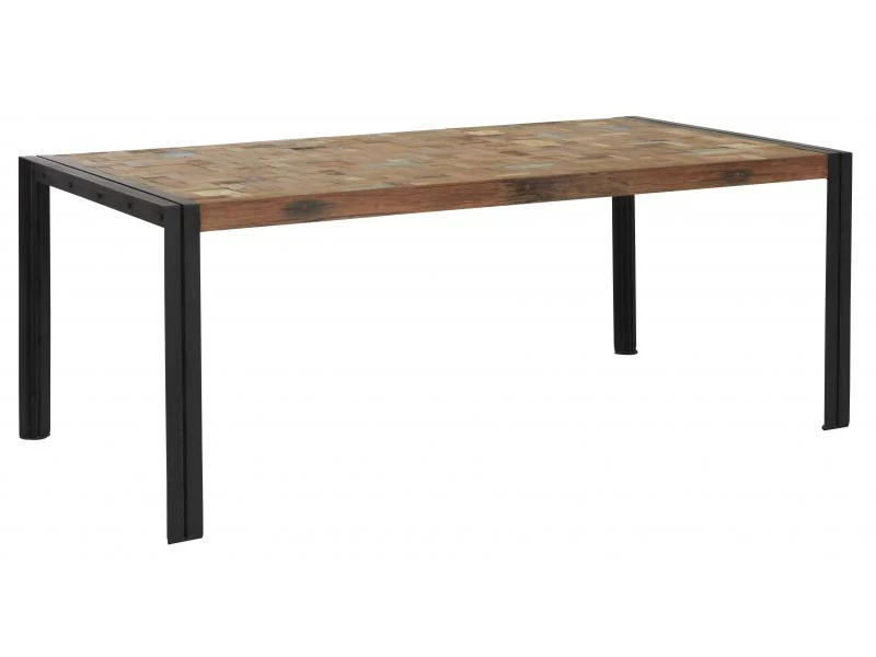 Esstisch im Industriedesign, Tisch Massivholz-Tischplatte, Länge 180 cm