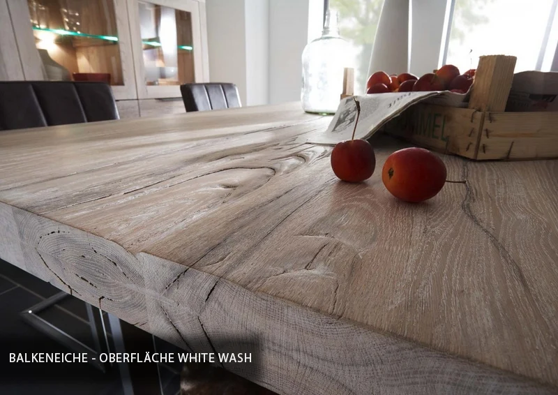Esstisch aus massiv Eiche, Tisch mit einem Gestell aus Metall, Maße 280 x 100 cm