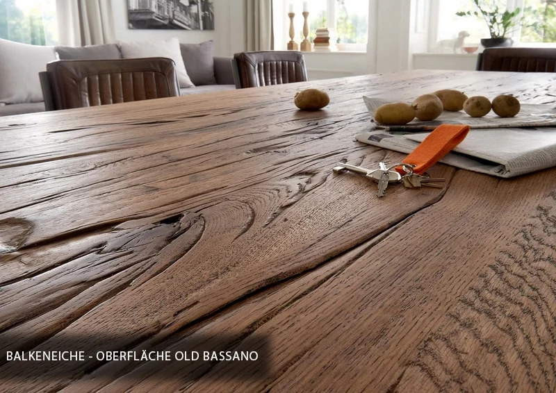 Esstisch aus massiv Eiche, Tisch mit einem Gestell aus Metall, Maße 280 x 100 cm