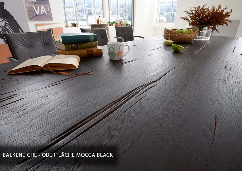 Esstisch aus massiv Eiche, Tisch mit einem Gestell aus Metall, Maße 280 x 100 cm