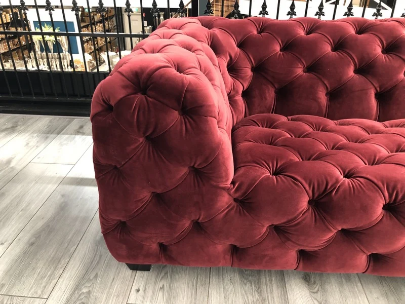 Chesterfield Sofa rot, Sofa rot Chesterfield, Breite 258 cm