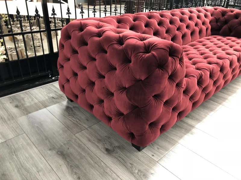 Chesterfield Sofa rot, Sofa rot Chesterfield, Breite 258 cm