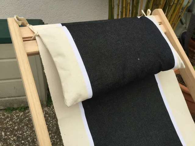 Nackenkissen schwarz-weiß für Liegestuhl, Nackenkissen 100 % Baumwolle