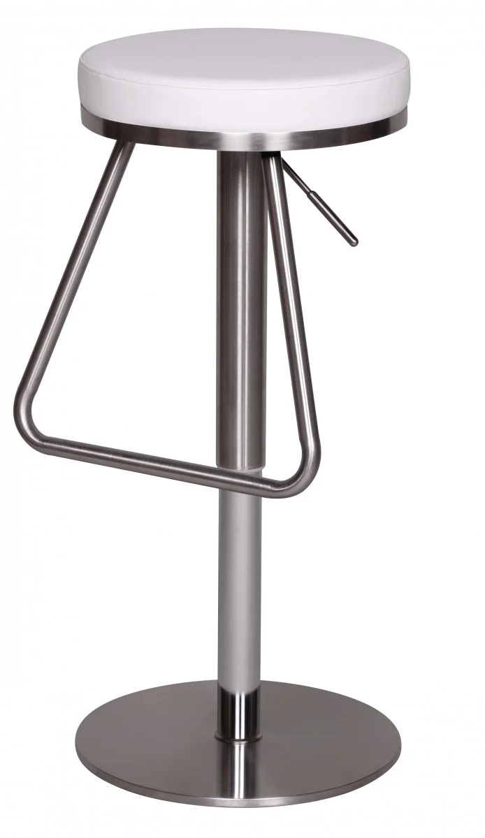 Barhocker Weiß Edelstahl, Barstuhl Farbe Silbern-Weiß