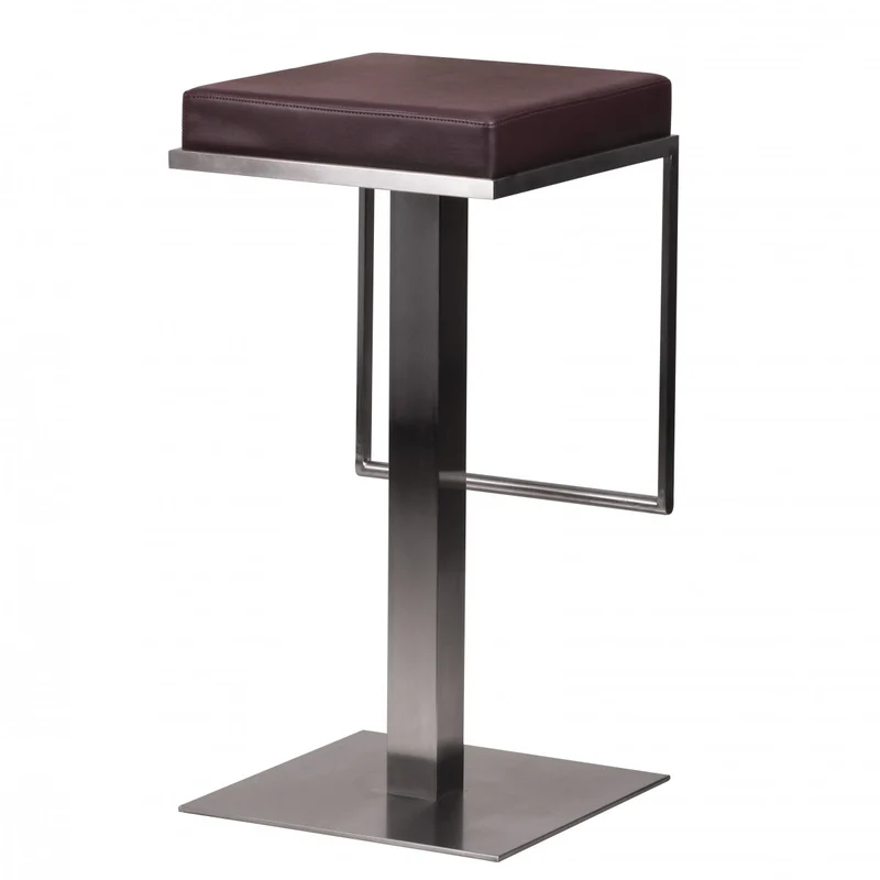 Barhocker Braun Edelstahl, Barstuhl Silbern-Braun