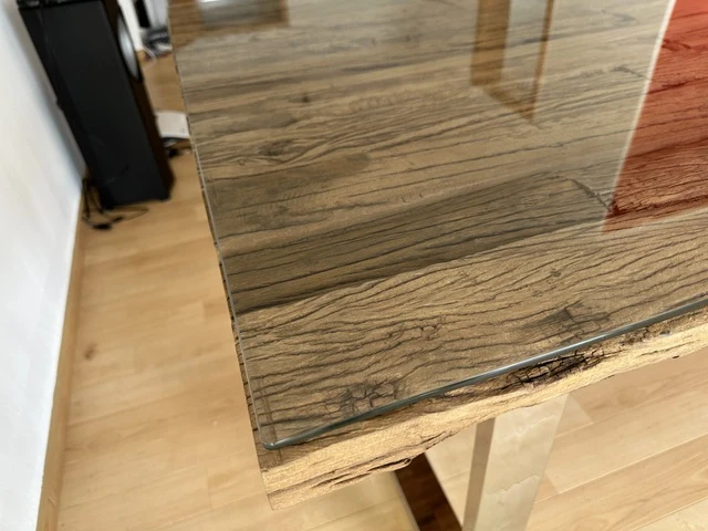 Esstisch Gestell Silber Glasplatte, Tisch verchromte Tischbeine, Länge 180 cm