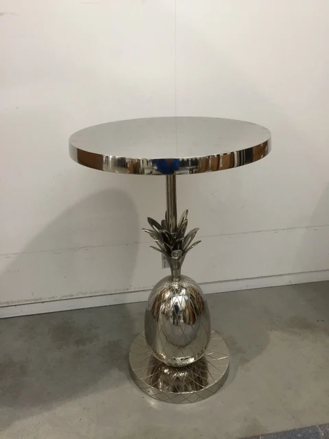 Beistelltisch Ananas Silber, Metall Beistelltisch Silber, Ø 45 cm