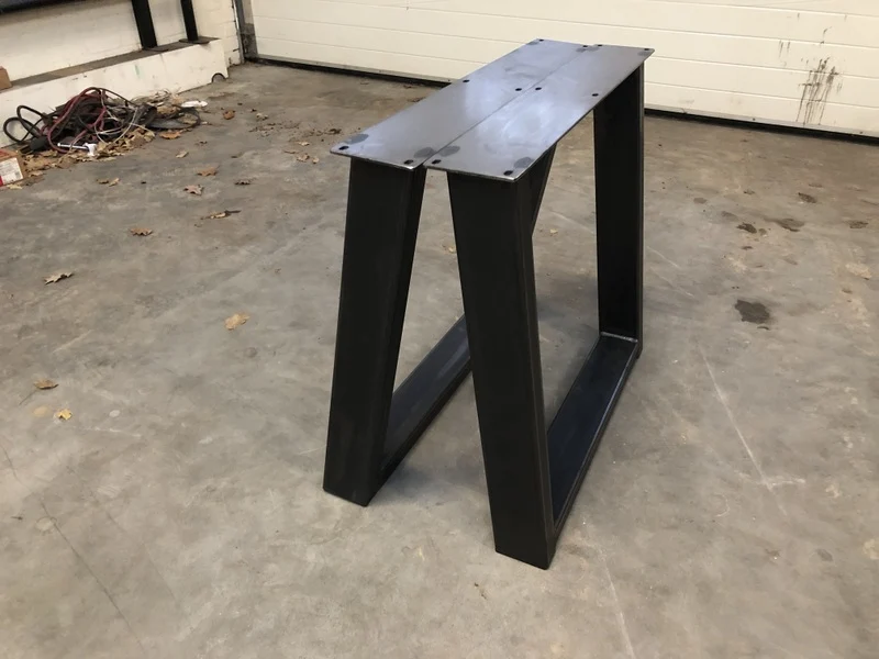 2er Set Tischgestell grau Metall Industriedesign, Tischgestell für Esstisch Industrie Metall