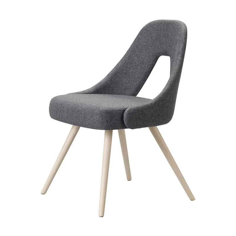 Design Stuhl in grau, aus Textil, Holz, Sitzhöhe 47 cm