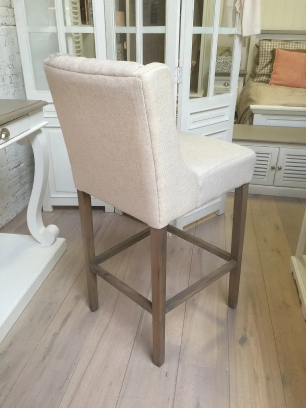 Barstuhl leinen-sand gepolstert, Barhocker, Sitzhöhe 75 cm