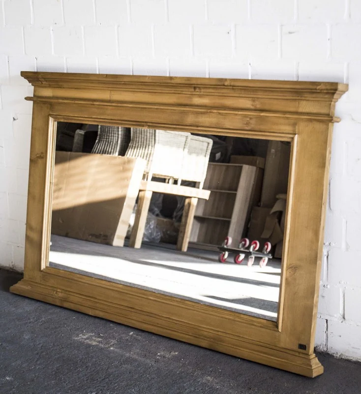 Spiegel Antik braun im Landhausstil, Massivholz, Maße 150 x 95 cm
