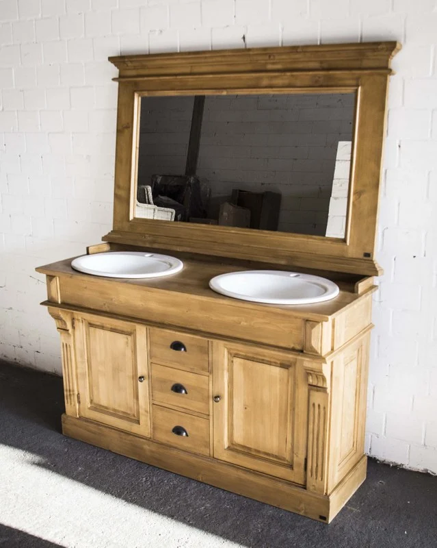 Spiegel Antik braun im Landhausstil, Massivholz, Maße 150 x 95 cm
