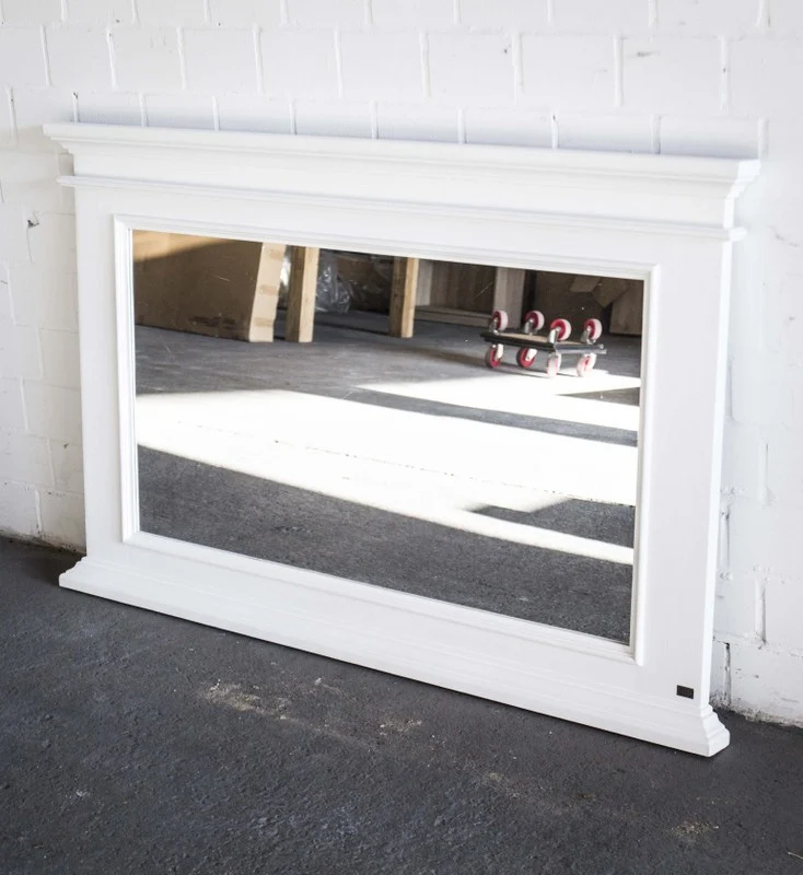 Wandspiegel weiß, Spiegel weiß im Landhausstil, Spiegel Massivholz, Maße 150 x 95 cm