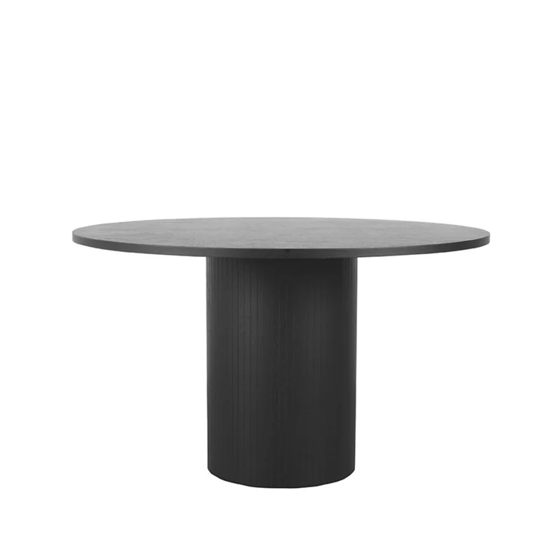 Esstisch schwarz rund, Tisch rund schwarz Massivholz, runder Tisch Tischplatte Massivholz, Durchmesser 140 cm