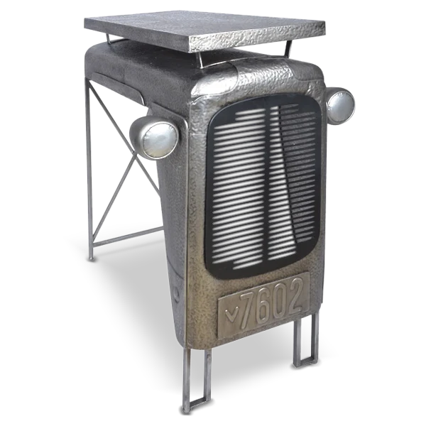 Traktortisch grau, Bartisch grau-silber Theke, , Bartisch im Industriedesign, Höhe 104 cm
