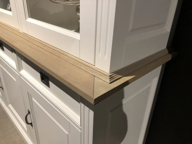 Vitrine weiß Landhaus, Vitrinenschrank weiß, Geschirrschrank weiß, Wohnzimmerschrank Landhausstil, Breite 189 cm