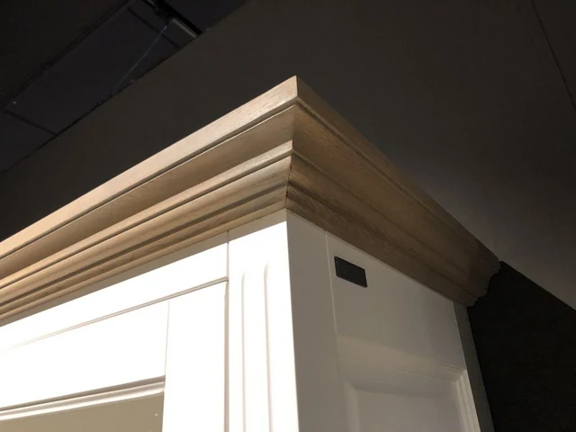 Vitrine weiß Landhaus, Vitrinenschrank weiß, Geschirrschrank weiß, Wohnzimmerschrank Landhausstil, Breite 189 cm