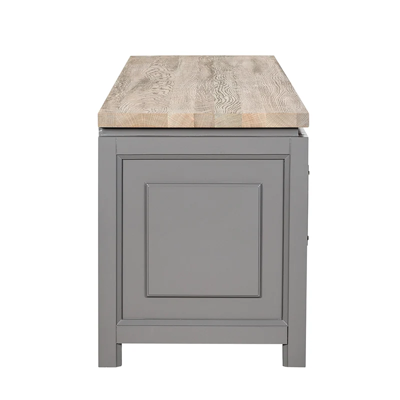 TV Schrank grau Massivholz, Lowboard grau im Landhausstil, Breite 165 cm