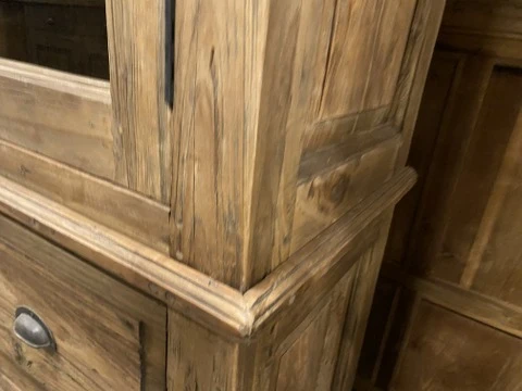 Vitrine Teakholz, Buffetschrank Teakholz, Geschirrschrank Teak, Landhaus Buffetschrank Teak, Breite 170 cm