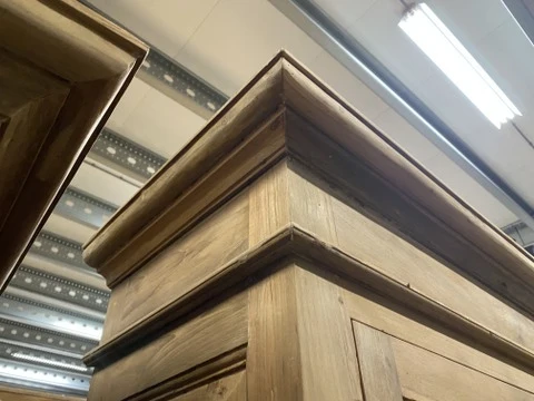 Vitrine Teakholz, Buffetschrank Teakholz, Geschirrschrank Teak, Landhaus Buffetschrank Teak, Breite 120 cm
