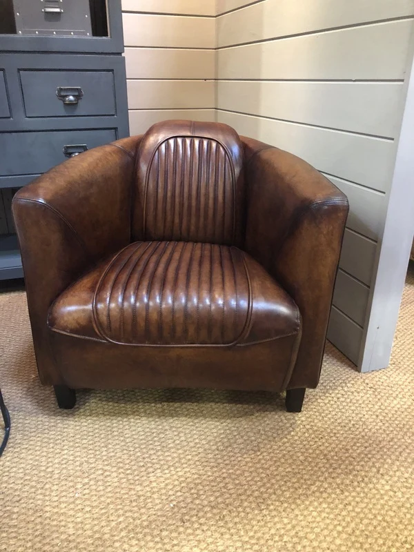 Sessel braun Echtleder, Leder-Sessel Industriedesign braun