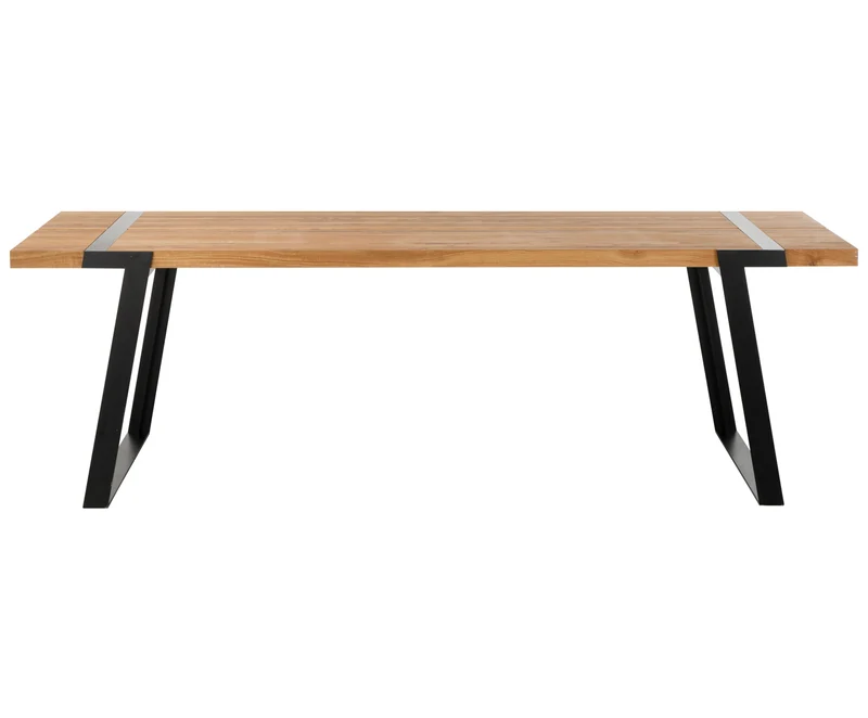 Esstisch Eiche-Natur Tischplatte, Tisch Massiv-Eiche Metall schwarz, Maße 290 x 100 cm