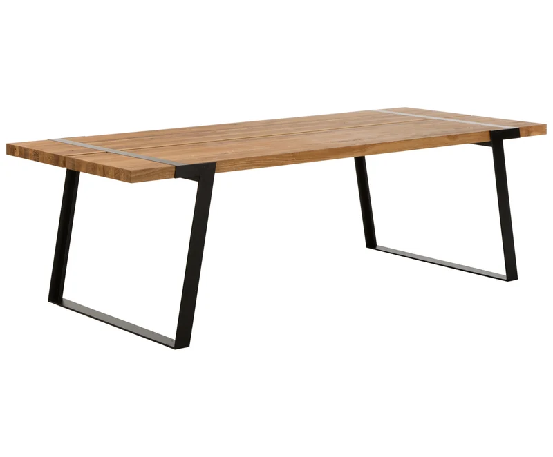 Esstisch Eiche-Natur Tischplatte, Tisch Eiche massiv, Tischbeine Metall schwarz, Maße 240 x 100 cm