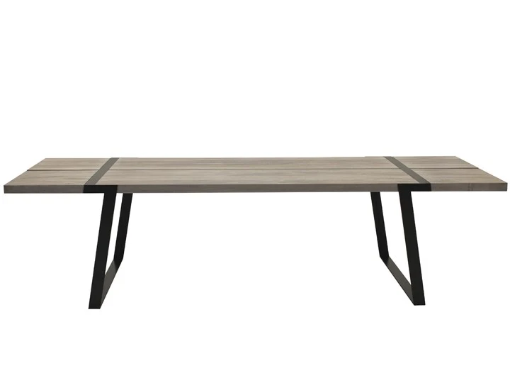 Esstisch Eiche weiß geölt, Tisch Eiche massiv weiß, Tischbeine Metall schwarz, Maße 290 x 100 cm