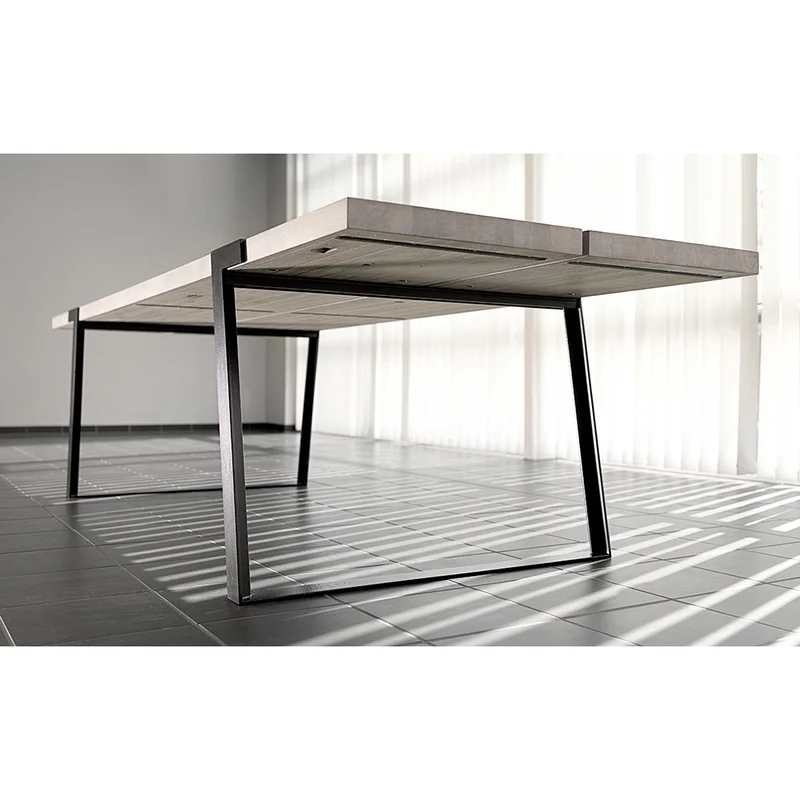 Esstisch Eiche weiß geölt, Tisch Eiche massiv weiß, Tischbeine Metall schwarz, Maße 290 x 100 cm