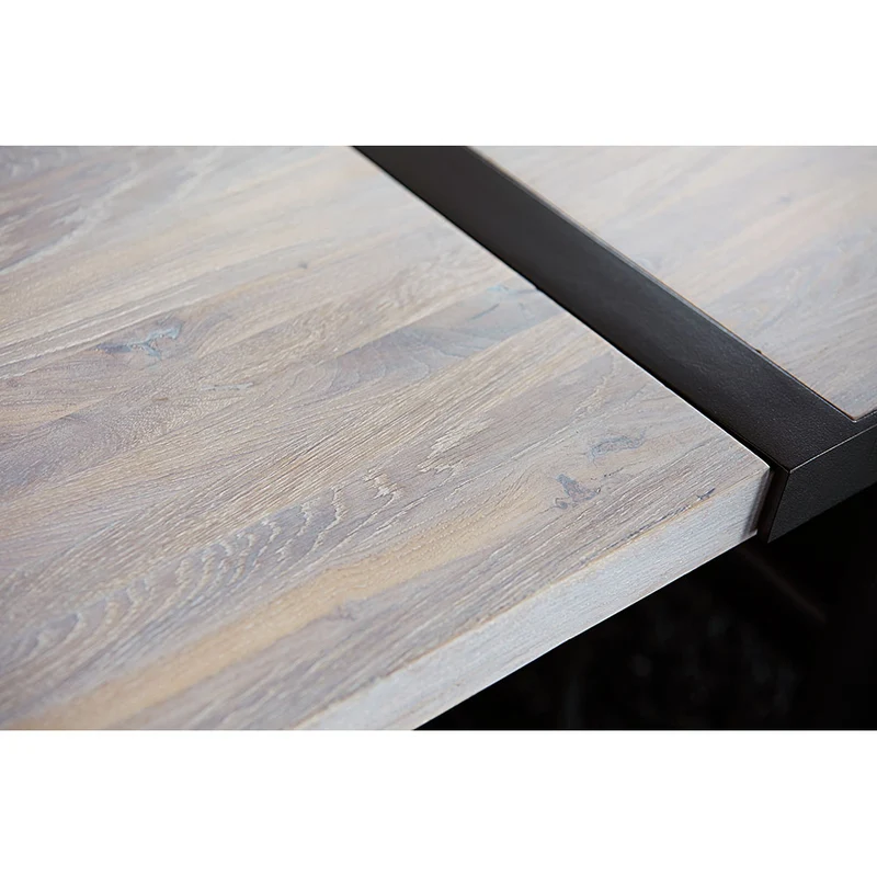 Esstisch Eiche weiß geölt, Tisch Eiche massiv weiß, Tischbeine Metall schwarz, Maße 290 x 100 cm