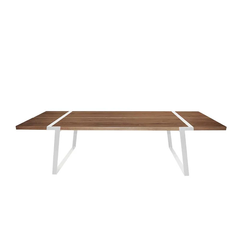 Esstisch Eiche-Natur Tischplatte weiße Tischbeine, Tisch Massiv-Eiche Metall weiß, Maße 290 x 100 cm