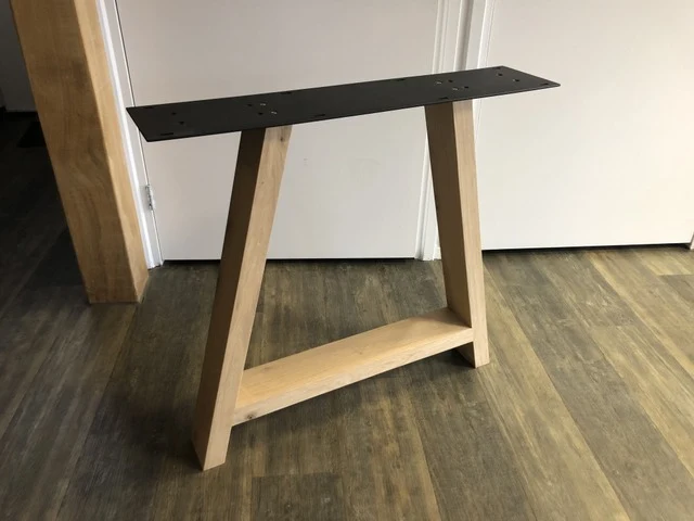 2er Set Tischgestell Holz Eiche, Holzuntergestell für Tische, Breite 78 cm