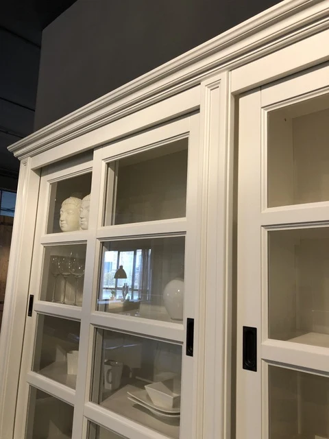 Vitrine weiß Landhausstil, Geschirrschrank weiß Landhaus, Breite 256 cm