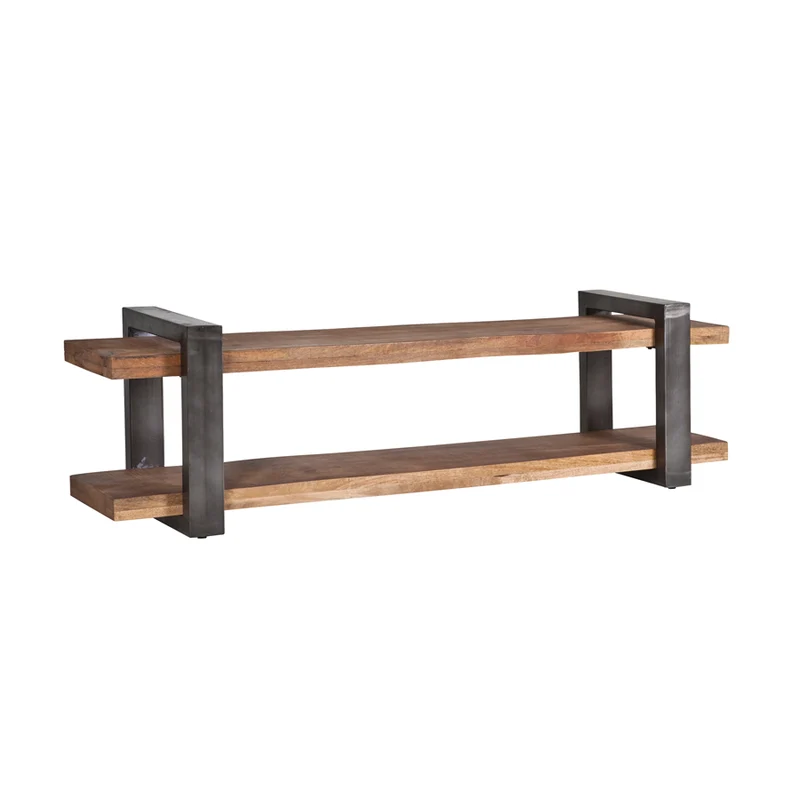 TV Regal grau-Naturholz, Lowboard Industrie, Fernsehschrank Industriedesign grau, Breite 200 cm