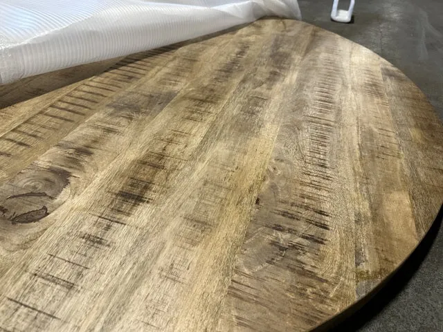 Runder Tisch grau - Naturholz, Tisch rund Industrie grau, Esstisch rund Landhausstil, Durchmesser 130 cm