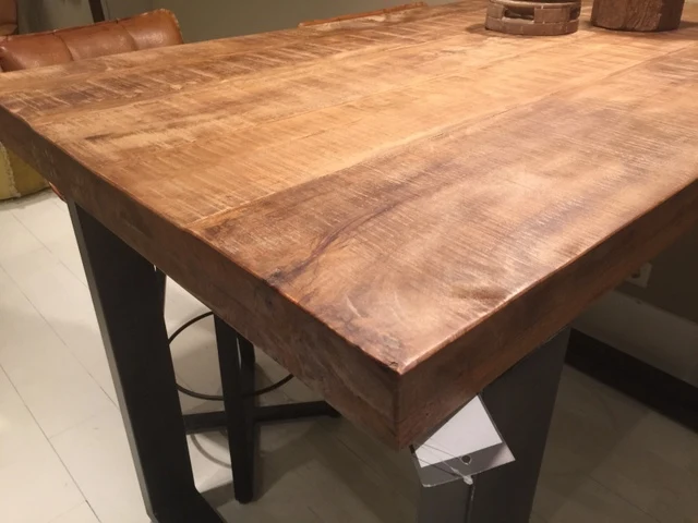 Bartisch grau - Naturholz, Tresentisch Industrie grau, Tisch Metall grau, Höhe 110 cm