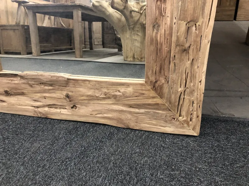 Spiegel Massivholz Teak, Wandspiegel Altholz Teak, Maße 200 x 90 cm