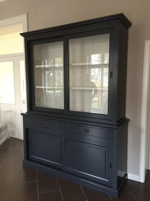 Buffetschrank grau, Geschirrschrank grau, Schrank grau Landhaus, Breite 177 cm