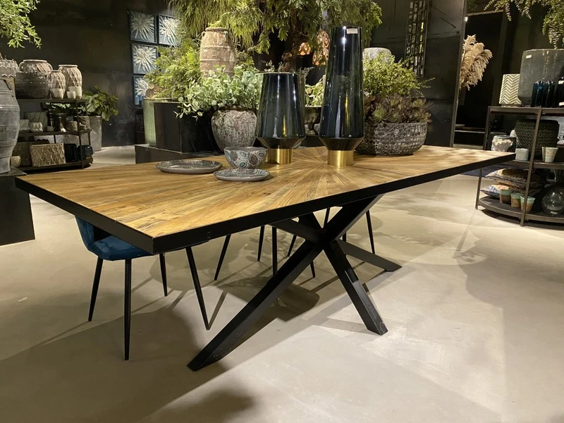 Esstisch schwarz Metallgestell, Tisch schwarz Metall, Länge 240 cm