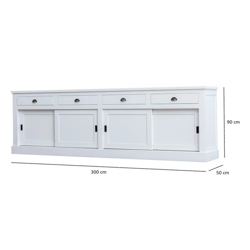 Sideboard weiß Landhausstil, Anrichte weiß Landhaus, Breite 300 cm