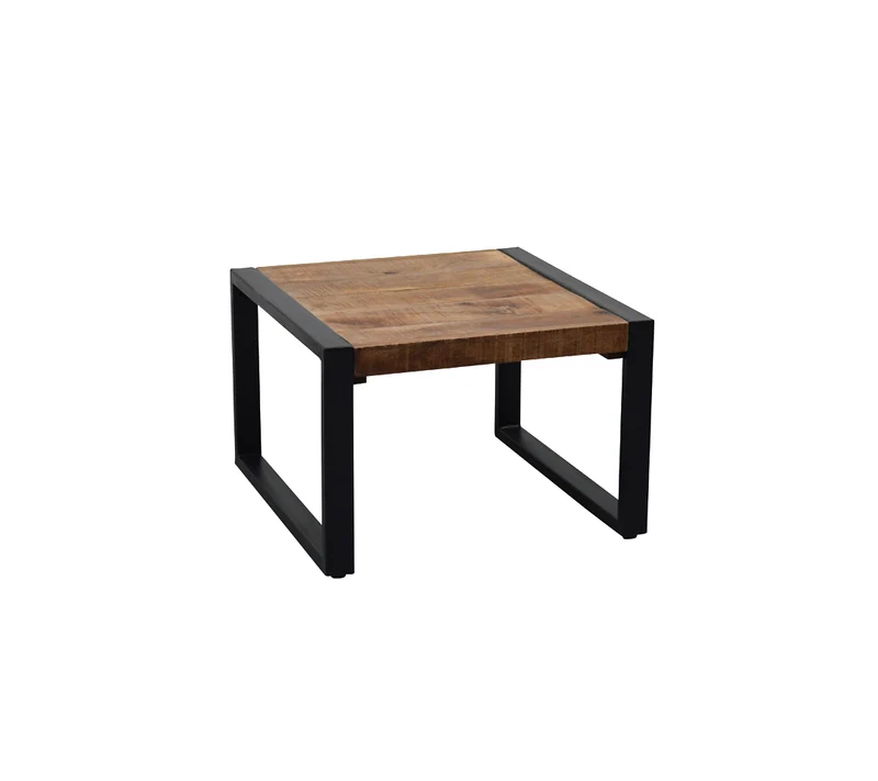 Beistelltisch Industriedesign, Tisch Metall Holz, Breite 60 cm